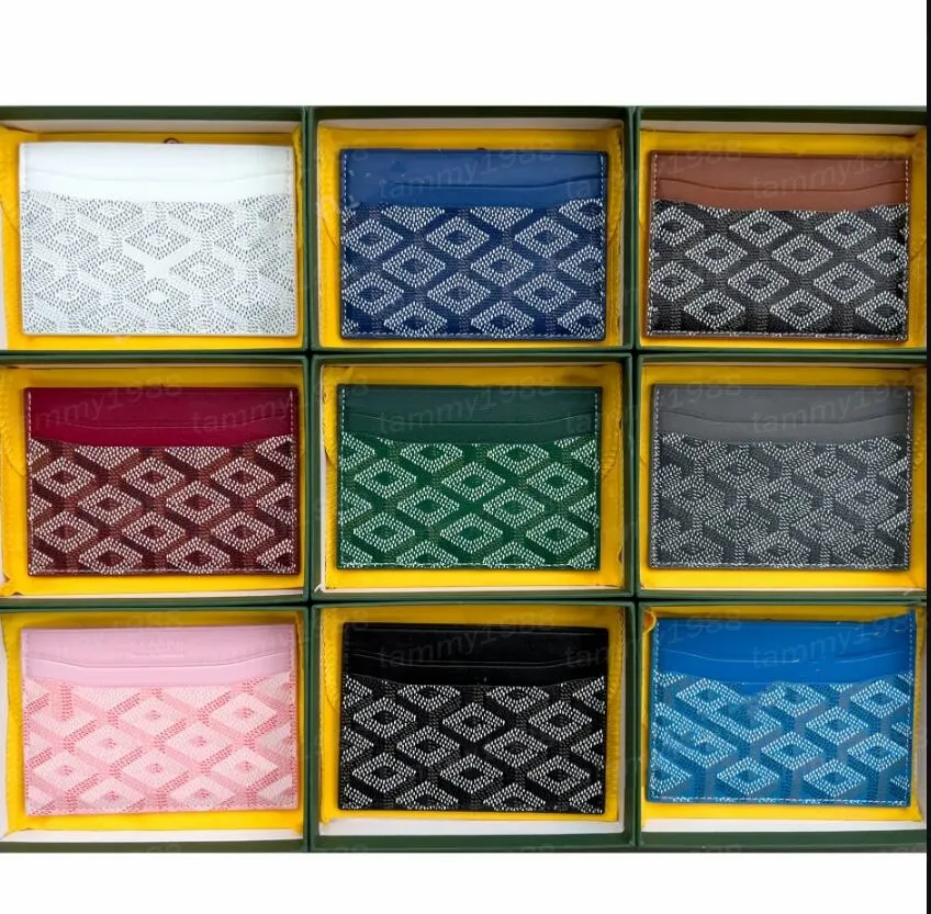 10A مصمم أزياء مصمم رفاهية 5 فتحات بطاقة للرجال الرجال مع مربع محفظة بطاقات الائتمان مزدوجة الجوانب عملة Mini Wallets 2 شكل 17 ألوان 9636