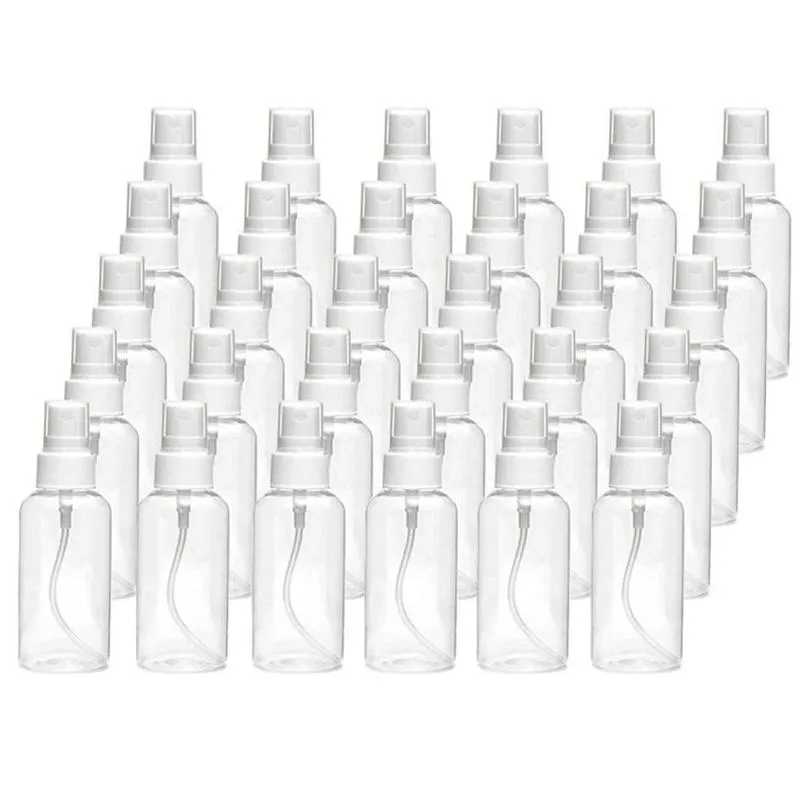 Förpackningsflaskor 30 ml 1 oz plastklart finmist spray påfyllningsbar liten bärbar tom flaskprovbehållare för resor väsentliga oi otqpb