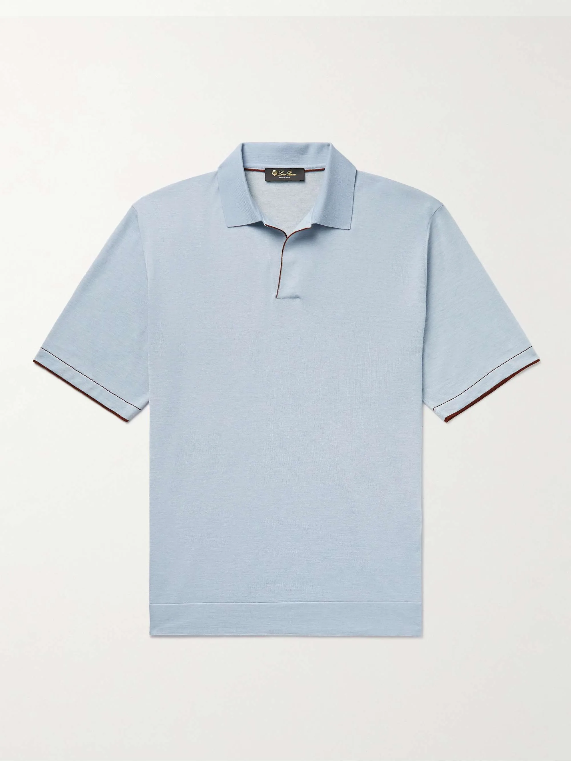 Men Polo Designer قمصان الصيف Loro Piana Silk و Cashmere-Blend Polos Shirt قميص غير رسمي قميص قصير الأكمام