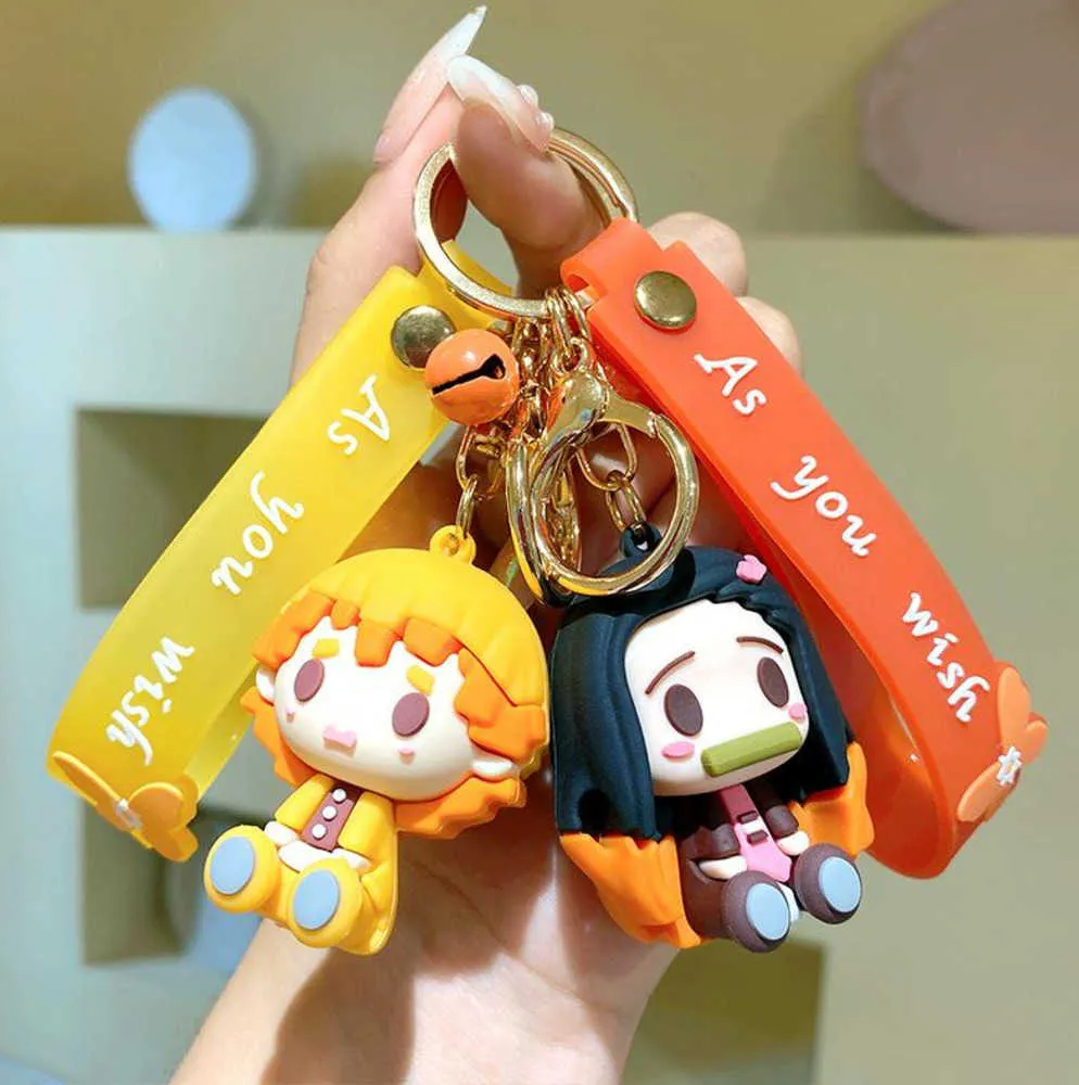 Anime Keychain: Kamado Nezuko 3D Rubber Pendant Keyring, Cosplay