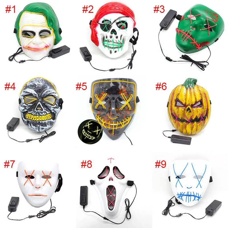 Party-Masken LED-Licht-Maske bis lustig vom Festival Cosplay Halloween-Kostüm Threespeed Flash Bar Dance 9 Styles Drop-Lieferung nach Hause DhdnwZZ