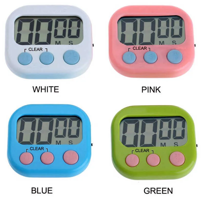 Timer Neuer magnetischer digitaler Küchen-Countdown-Timer-Alarm mit Ständer Weißer Küchentimer Praktischer Kochtimer-Wecker