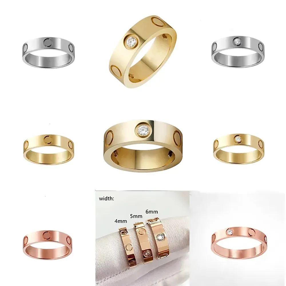 Klassisk skruv Ring Designertitanium Steel Silver Love Ring Men and Women Rose Gold Jewelry Couples Christmas Gift Wedding Engagement Luxury Jewelry