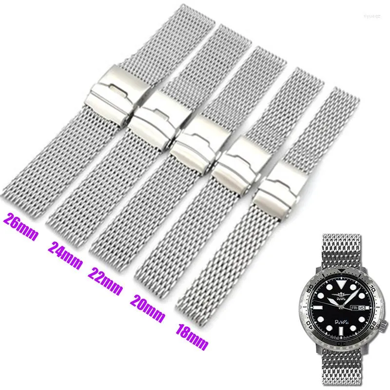 Bracelets de montre remplacement pour accessoires Bracelet en acier inoxydable Bracelet plat Linker Bracelet 18mm 20mm 22mm 24mm 26mm