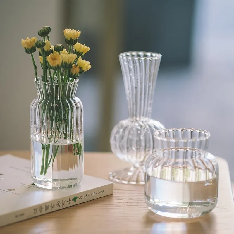 Вазы полосатый простая стеклянная ваза модная гидропонная украшение на рабочем столе, гостиная 230731