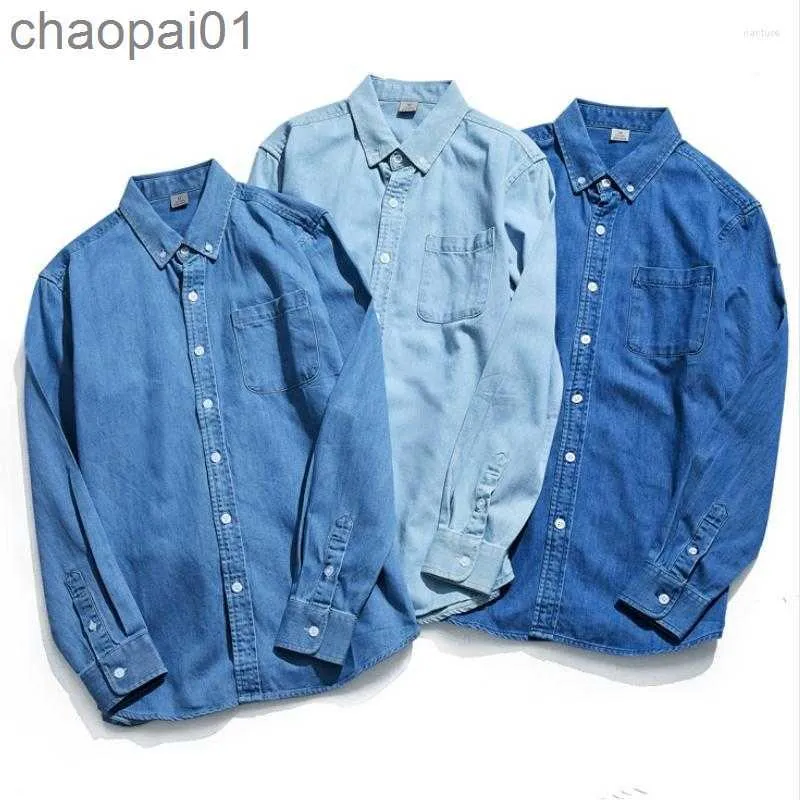 Chemises décontractées hommes haut de gamme marque hommes à manches longues chemise en jean japonais Simple à la mode tout match Jean veste 2023 printemps automne mâle