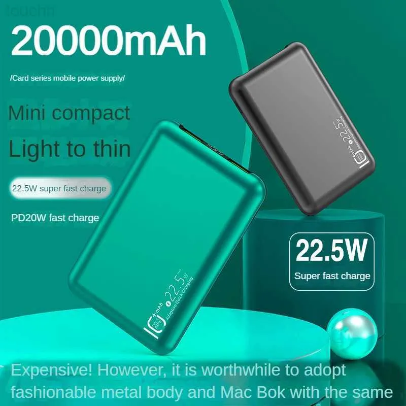 Banki z telefonu komórkowego 20000 mAh Power Bank Ultra-cienkie przenośne szybkie ładowanie dla iPhone'a Xiaomi Huawei Zewnętrzna bateria Digital Display Powerbank L230731