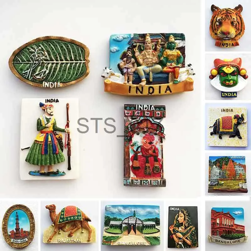 Magneti per frigorifero India Magnete per frigorifero Turismo Souvenir Rajasthan Bangalore 3D Resina dipinta Artigianato Magneti per frigoriferi Adesivo Decorazioni per la casa x0731