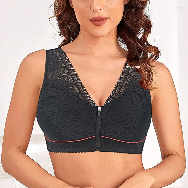 BRAS 2023 PRECORTABLE BRA LACE Women Wire Free Front Stängning Underkläder Kvinnlig vardag underkläder stor byst 52BC 50BC Cup