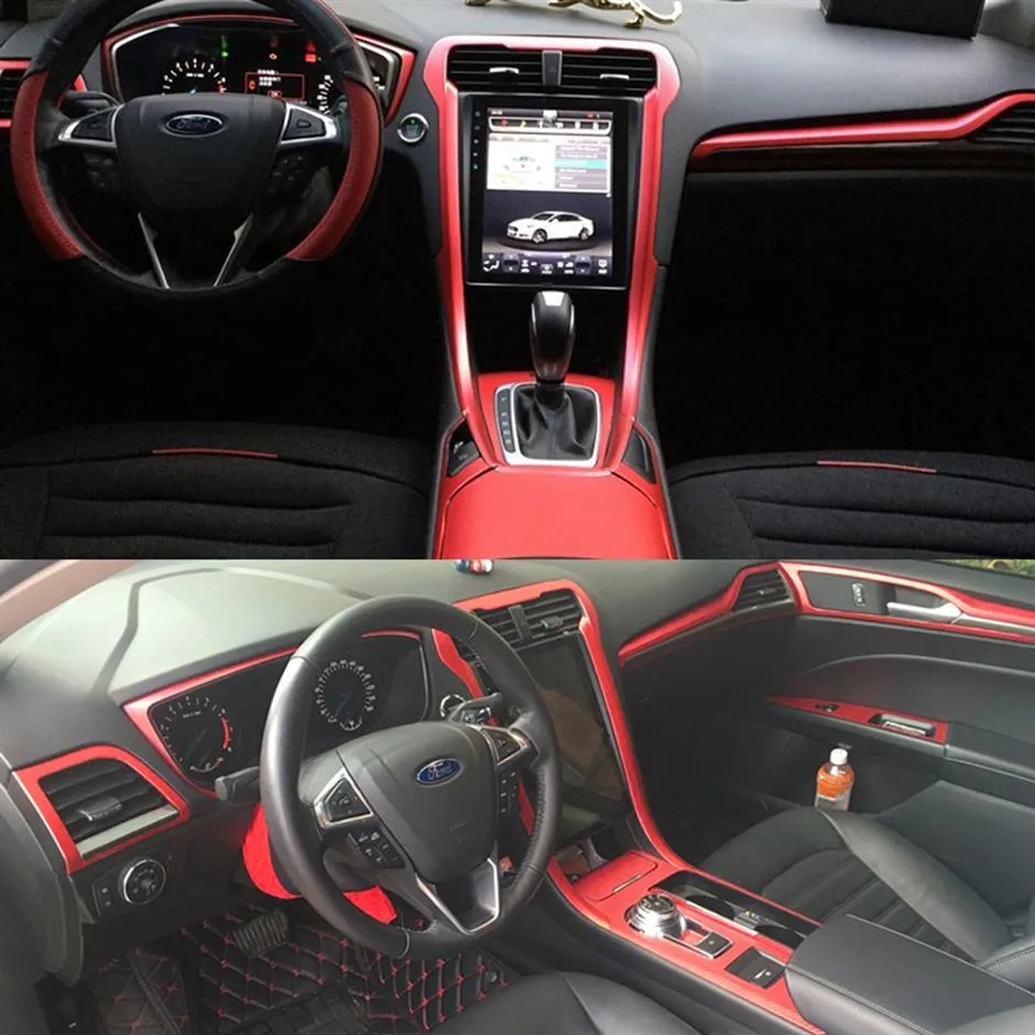 Pour Ford Mondeo MK4 5 2013-2018 Panneau de commande central intérieur Poignée de porte 5D Autocollants en fibre de carbone Autocollants Car Styling Accessorie253A