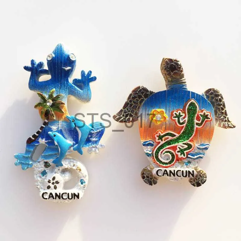 Koelkastmagneten Mexico Koelkastmagneten Cancun Toeristische Souvenir 3d Hagedis Schildpad Magneten voor Koelkasten Dier Woondecoratie Reisgeschenken x0731