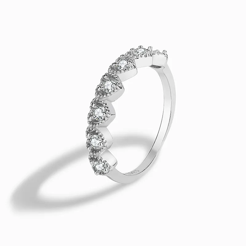 Venta caliente estadounidense S925 plata esterlina amor en forma de emparejamiento joyería de plata versátil anillo de mujer de alta calidad