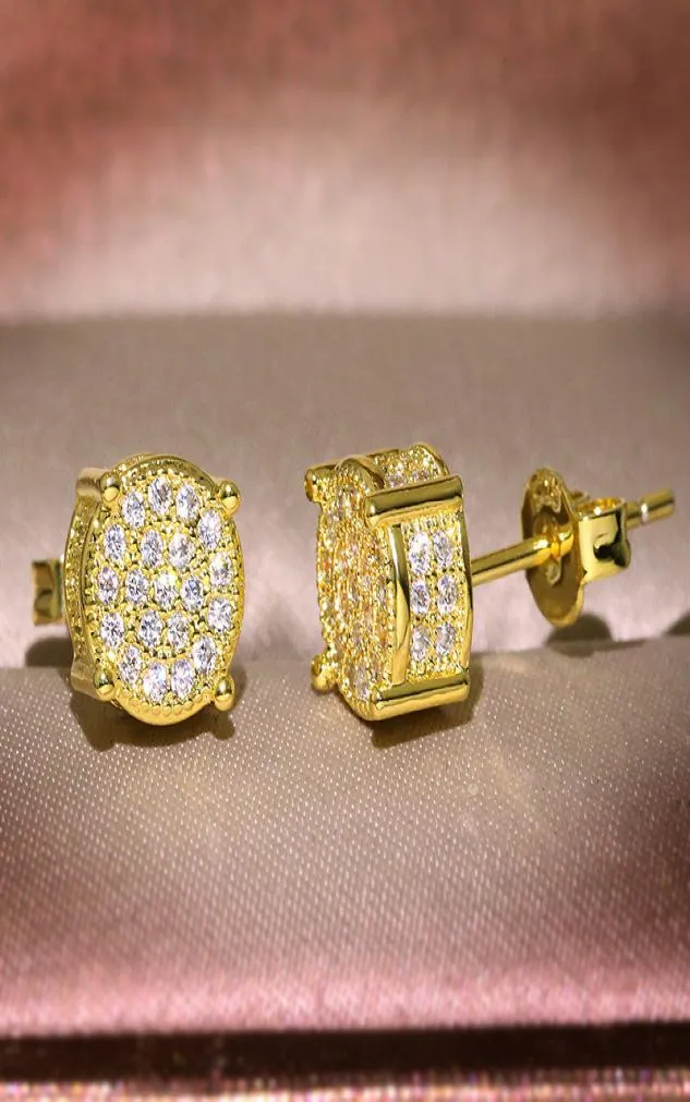 Homens Mulheres Brincos Studs Amarelo Branco Banhado a Ouro Espumante Simulado Brinco de Diamante Para Festa de Casamento Jóias de Noivado7035267