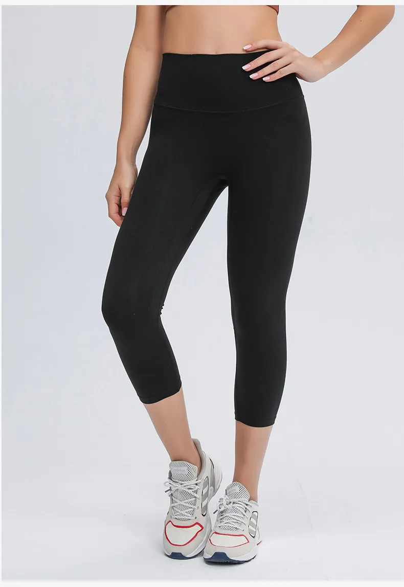 lu Feminino Calças Yoga Capri Leggings Push Fitness Macio Cintura Alta Sexy Levantamento de Quadril Legging Elástico Casual Cropped Pants DL065