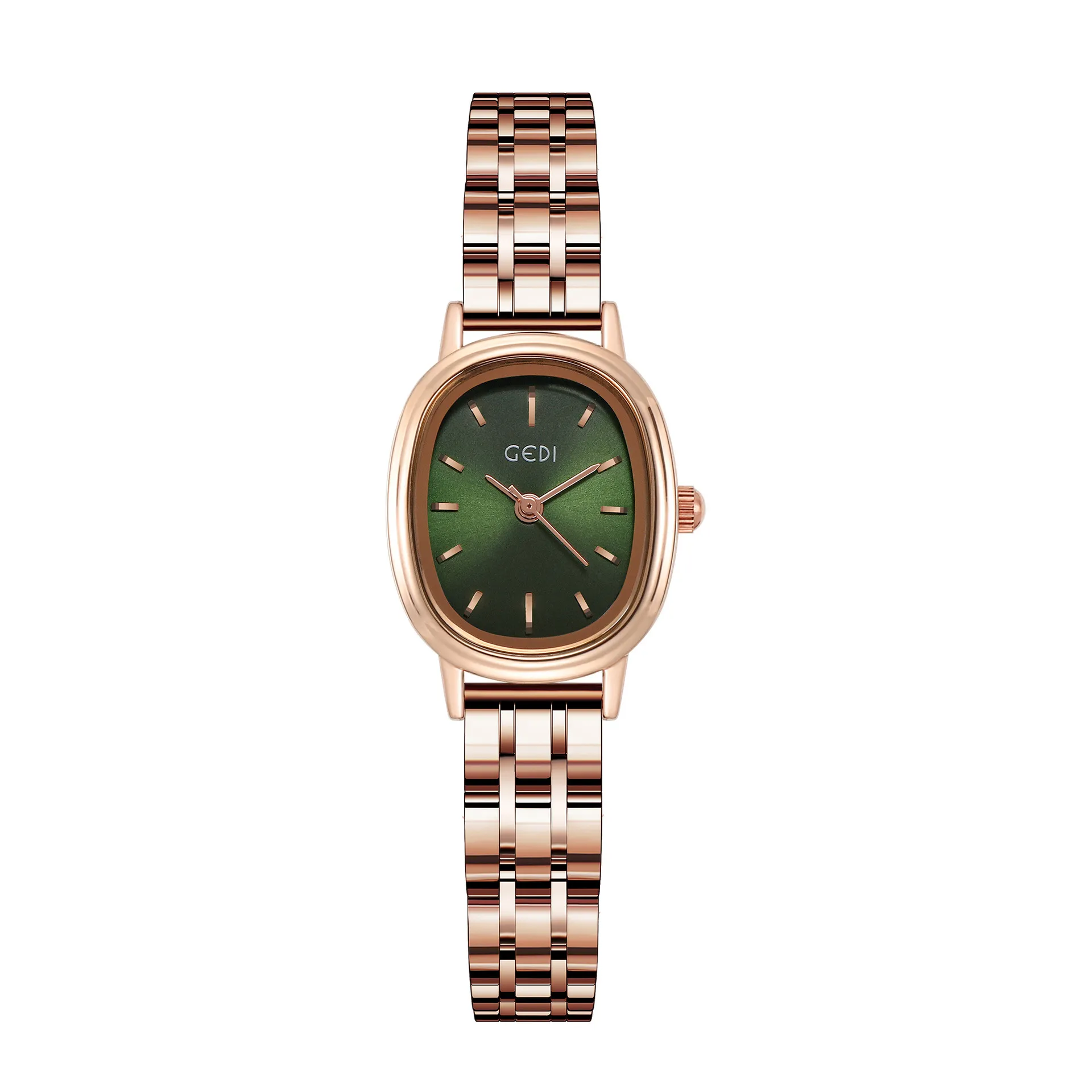 Montre femme montres de haute qualité luxe décontracté étanche quartz-batterie ovale vert petite plaque en acier inoxydable étanche 22mm montre