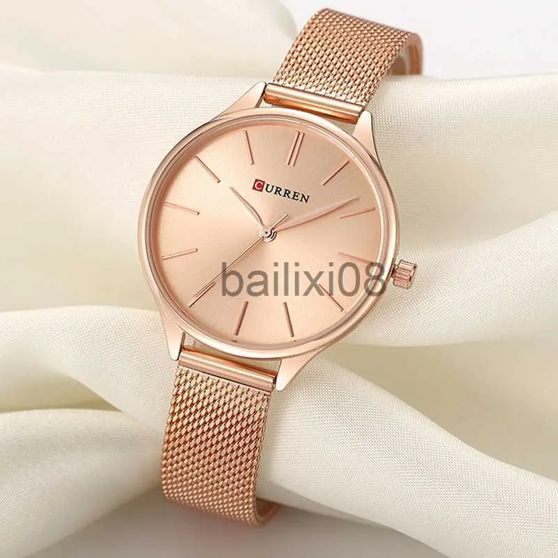 Autres montres CURREN Montres pour femmes Montre-bracelet de luxe relogio feminino Horloge pour femme Acier milanais Lady Or rose Quartz Montre pour femme Nouveau J230728