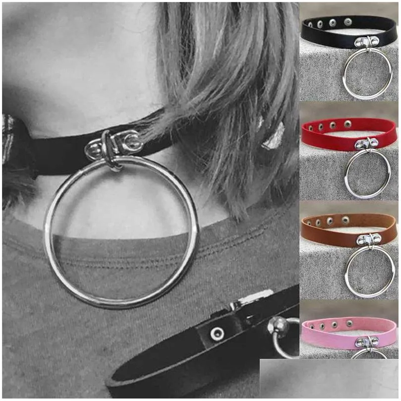 Chokers Metal O Ring Choker Necklace Leather Women Necklaces Collar Nightclub Party Fashion Jewelry Will And Sandy Drop Delivery Penda Dhoo5