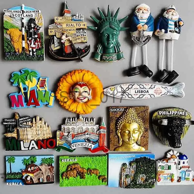 Kylmagneter wold turist souvenir kylmagneter söta latinamerika karneval Skottland Italien kroatiska miami indiska klistermärken för kylskåp x0731