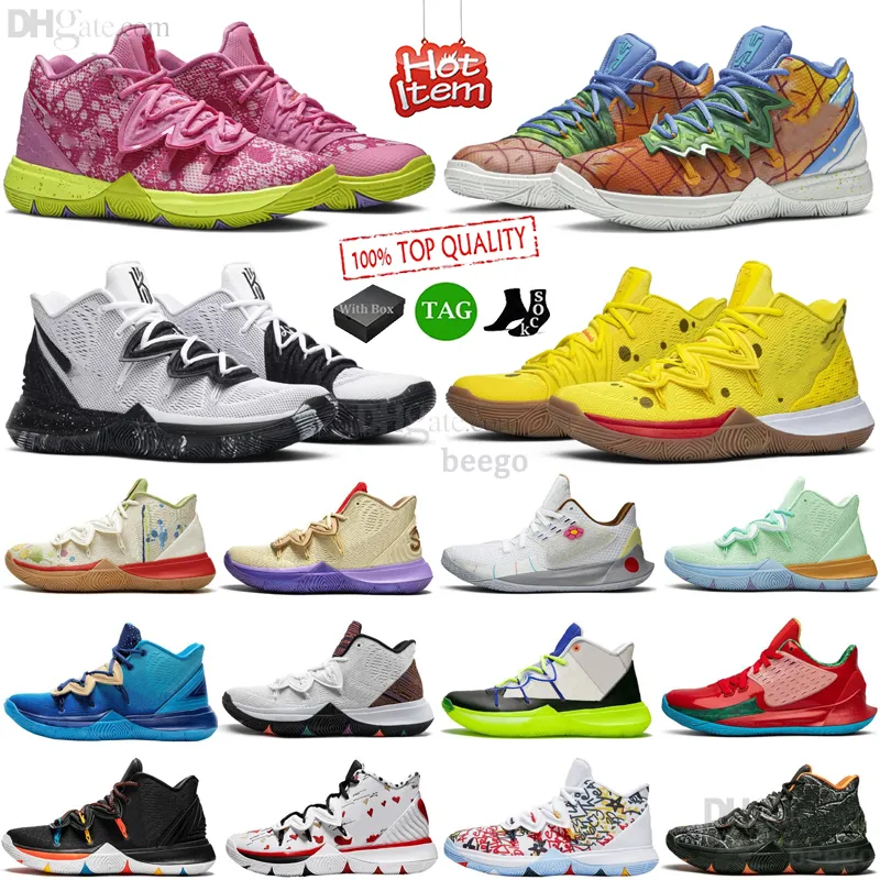 مع Box Kyrie 5 Basket Basket Shoes Men Women Sneakers Patrick White Squidward Spongebob Trainers