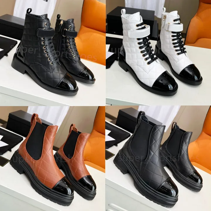 Женские сапоги дизайнеры лодыжки сапоги сапоги и кожа Martin Boot Black White Anti Slip Устойчивость