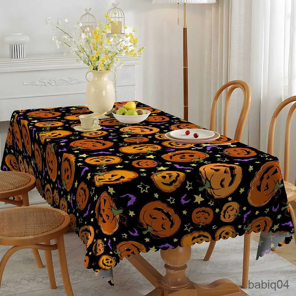 Tovaglia Halloween Stampato Spider Web Bat Skull Pattern Famiglia Salotto Tavolo Tavolo da tè Coffee Shop Sala da pranzo Tovaglia R230731