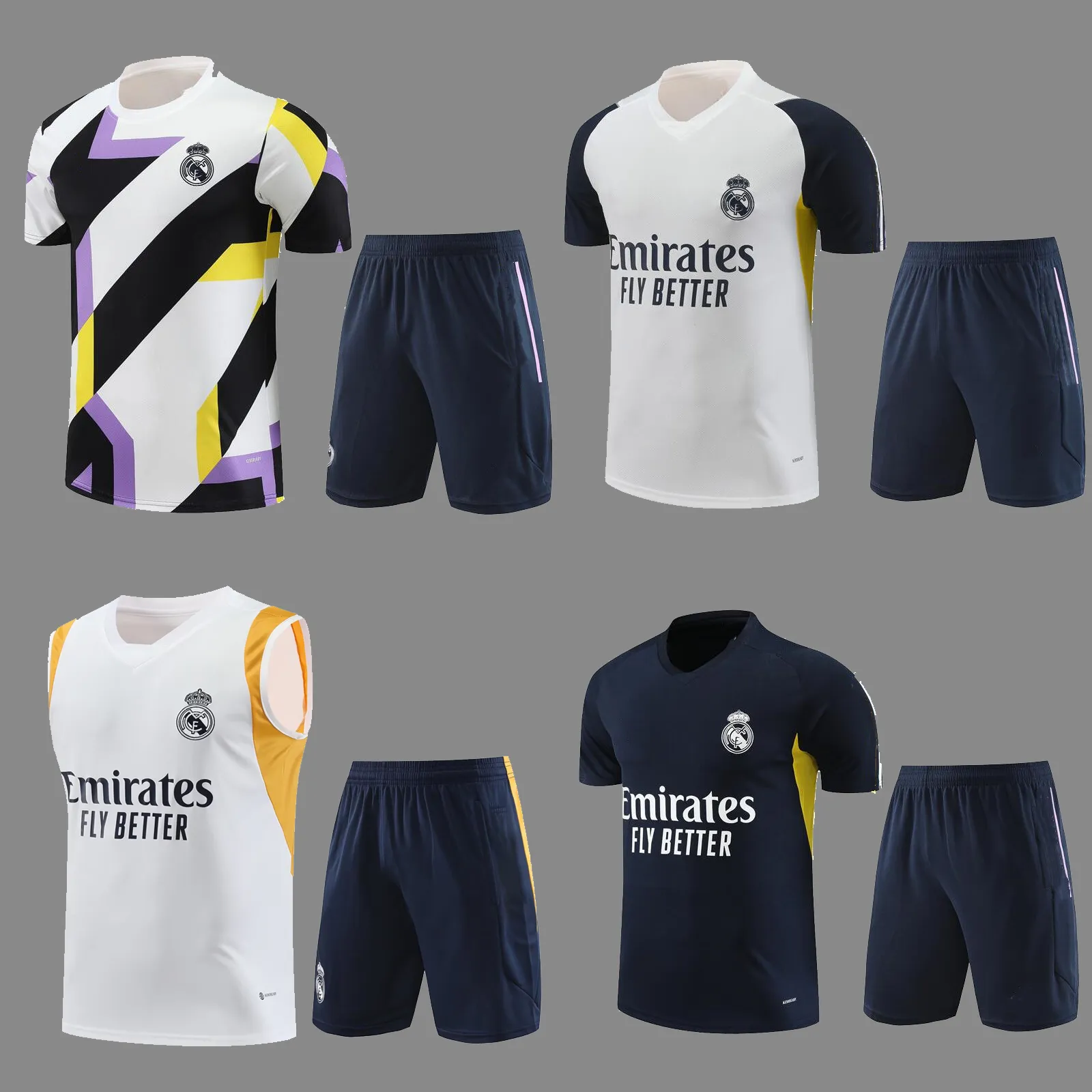 23 24 كرة قدم المسارات تضع ريال مدريد لاعب مسارات قصيرة على جليد رجال الأطفال Kids Football Kit Chandal Futbol Survlement Madrides Suit Jersey