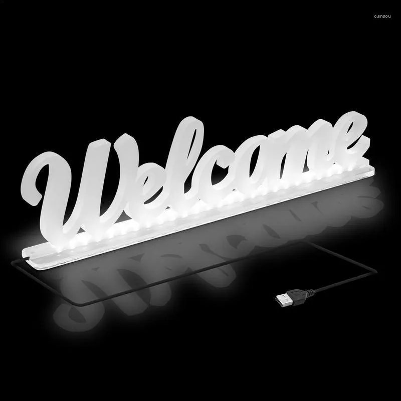 Decorative Figurines Welcome LED Neon Light Acrylic Bright Sign Portable And Reusable Business For Coffee Shop El Stores