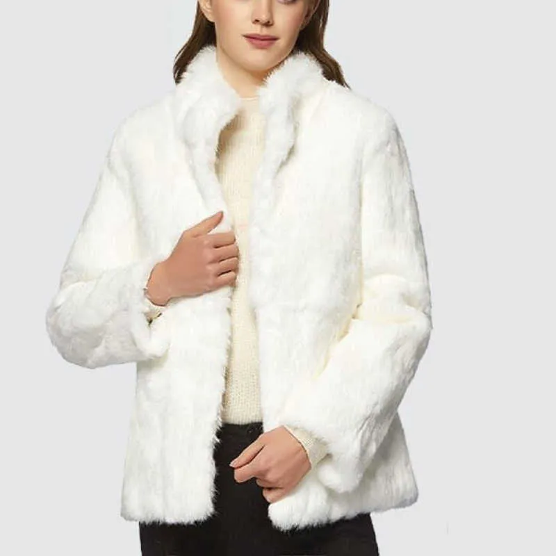 Women's Fur Faux Fur Hot Selling Mandarin Collar Top Brand Real Rabbit Fur Coat Women New Wholesale Price Real Natural Genuine Fur Jacket tsr651 HKD230727