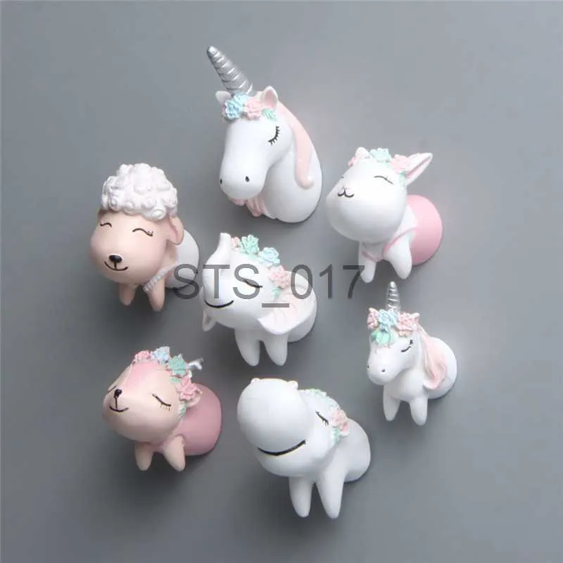 Imãs de geladeira Cabeça de animal com grinalda Imãs de geladeira Ornamento Decoração de casa DIY Unicórnio Coelho Adesivos de geladeira Acessórios de artesanato x0731