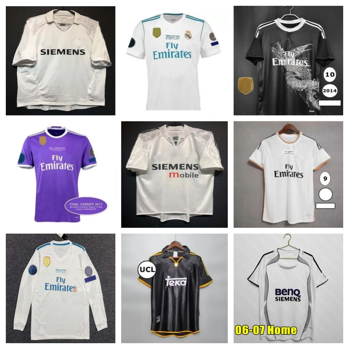 Real Madri Rétro GUTI BENZEMA SEEDORF CARLOS RONALDO KAKA 11 13 14 15 16 17 18 19 20 ZIDANE Beckham RAUL Vintage 03 04 05 FIGO