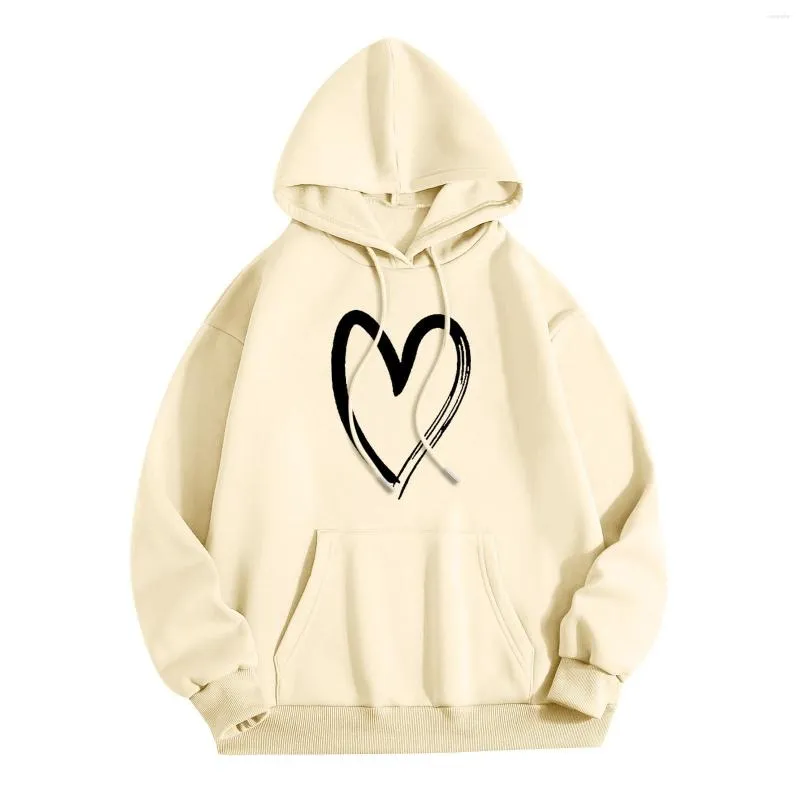 Sweats à capuche pour femmes Love Print Harajuku Loose Women Sweatshirts Korean Oversize Drawstring Pockets Loisirs Sportswear Hooded Tops Pull