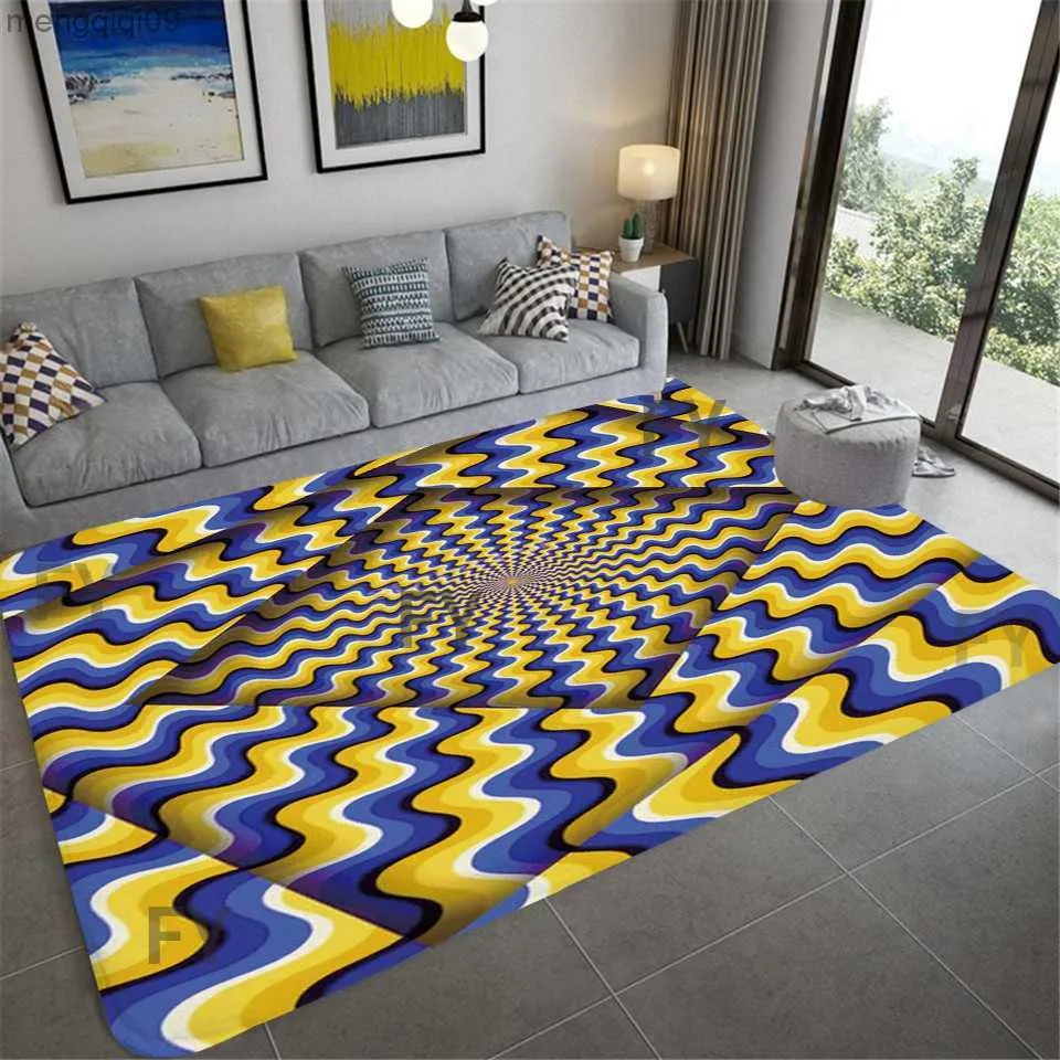 Tapis Alfombra 3D Motif Abstrait Tapis pour Salon Chambre Grande Surface Tapis Enfants Jouer Tapis De Sol Enfant Vortex Illusion Tapis R230731