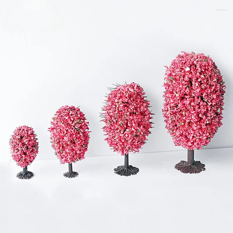 装飾的な花5pcs建築砂テーブルモデルツリーミニチュアランドスケープ小さなシーンレッドオーブ
