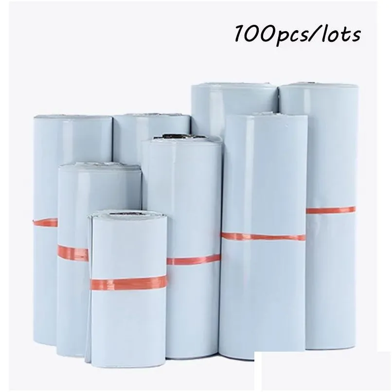 Mail Bags 100Pcs Mailers Envelopes Ship Self Adhesive 100 Bag Express Waterproof And Tear-Proof Postal Pouch For Courier Mailing Drop Otosv