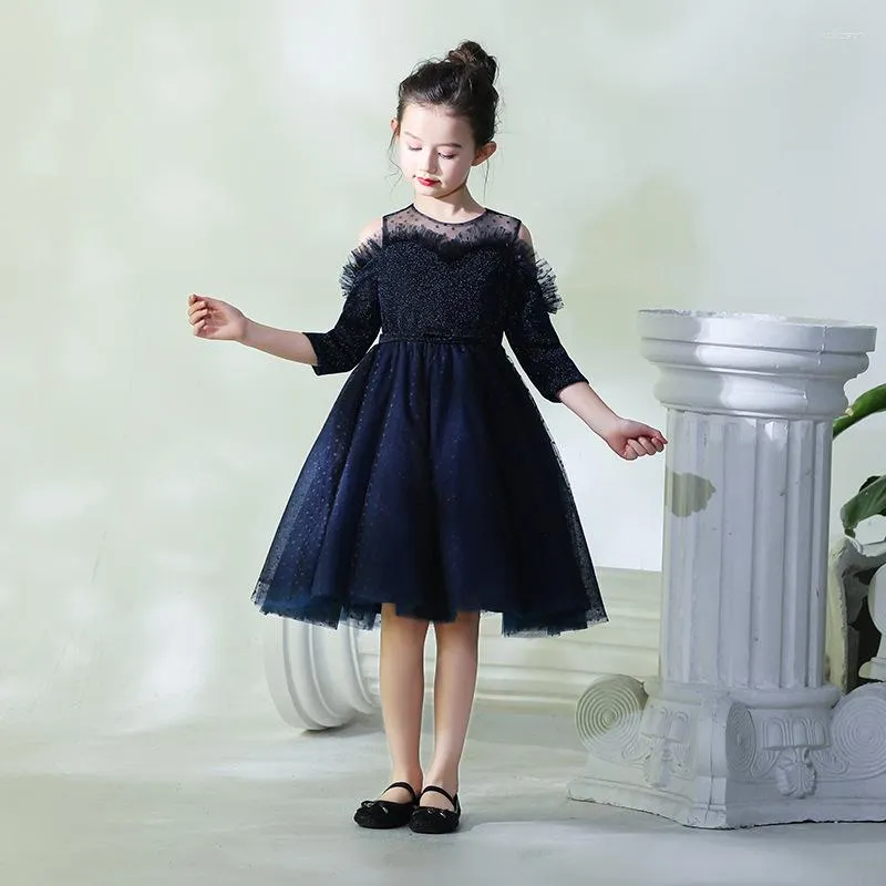 Sukienki dla dziewczynki kajdana obroża o szyku czarna suknia balowa sukienka dla dzieci impreza