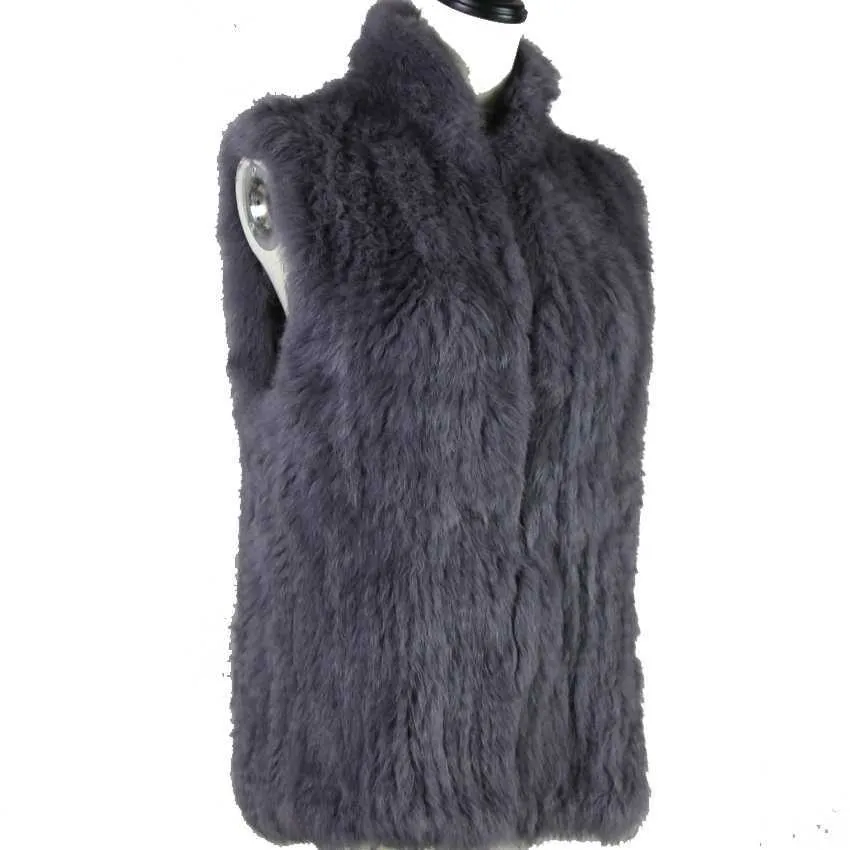 Women's Fur Faux Fur Women's Knitted Real Rabbit Fur Vest Pullover Solid Female Fashion Warm Coat HKD230727