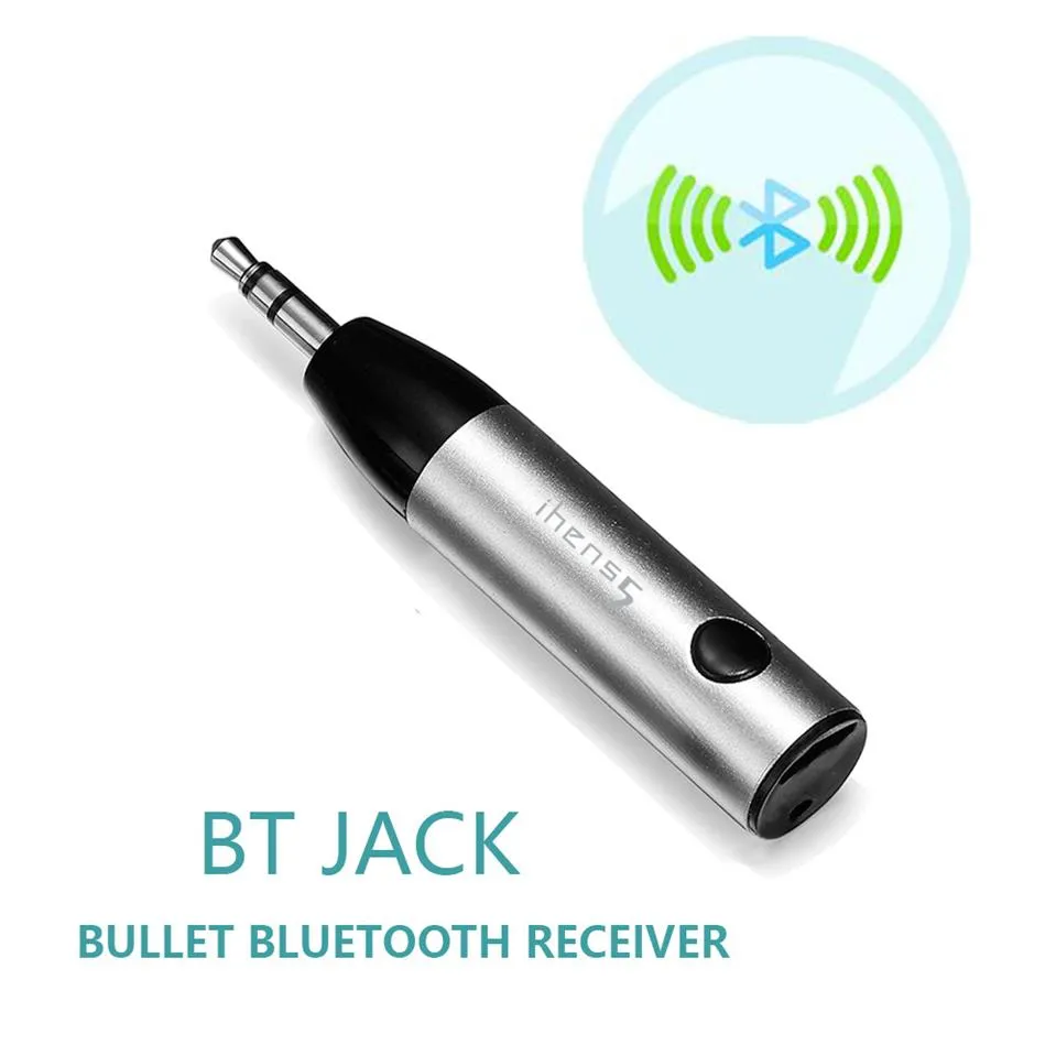 1 stks Mini Draadloze Bluetooth Car Kit Handen 3 5mm Jack Bluetooth AUX Audio Receiver Adapter met Microfoon voor Speaker Phone262C