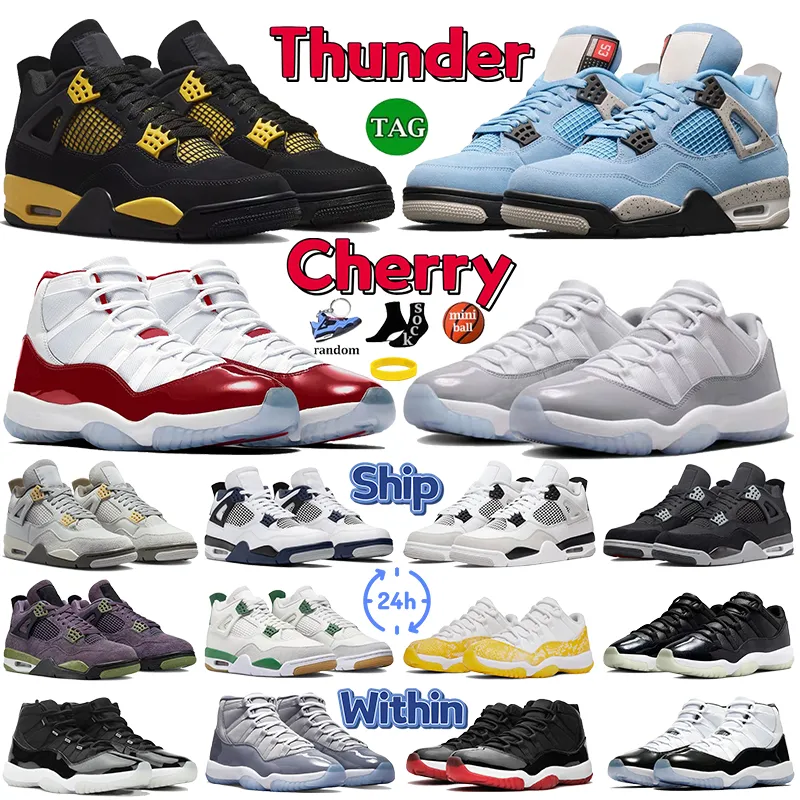 Jumpman 4 11 Basketball Shoes Mens 4s Red Thunder University Blue Seafoam Military Black Cat 11s Cherry Cement Grey Cool Grey 72-10 Pure Violet Sneakers Womens Shoe