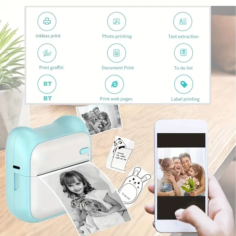 X1 Portable Mini Pocket Printer 80mm BT Wireless Thermal Photo Printer  300dpi Picture Memo Notes Lists Journal Receipt Paper Printer Sticker  Inkless