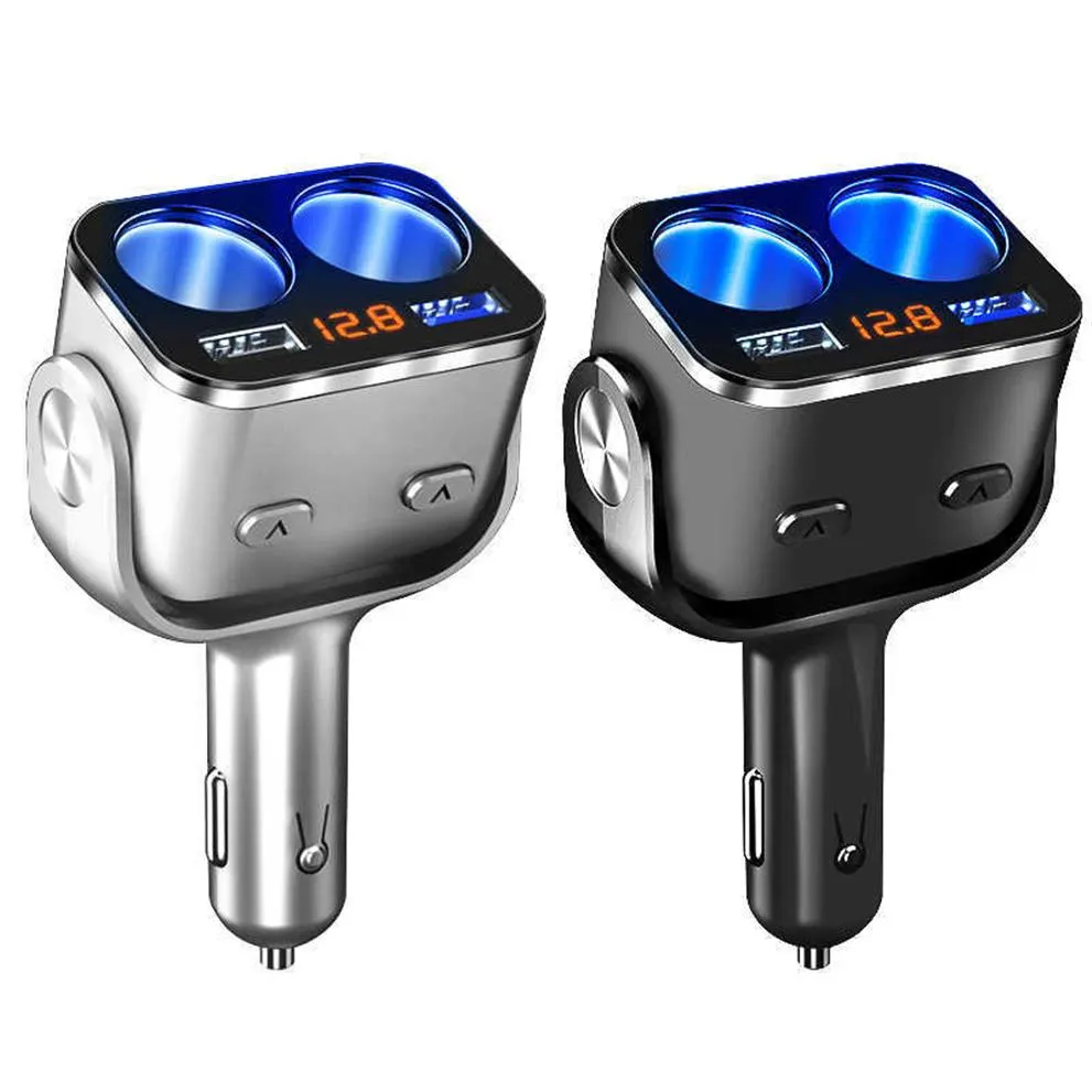 Car Carigette Wighter 12V-24V USB Charger QC 3 0 Fast Charge Auto Splitter Voltage Display Switch مستقلة 180 درجة تدوير CA291x