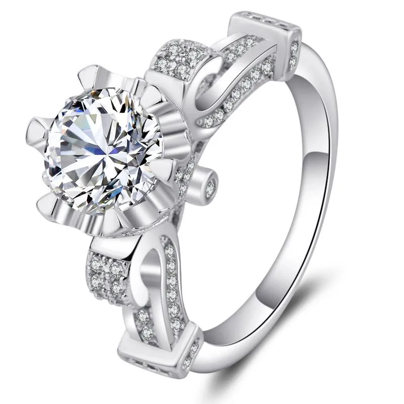 Pierścienie klastra Chamss luksusowa okrągła propozycja diamentowa elegancka temperament żeński romantyczny prezent urodzinowy hurtowy