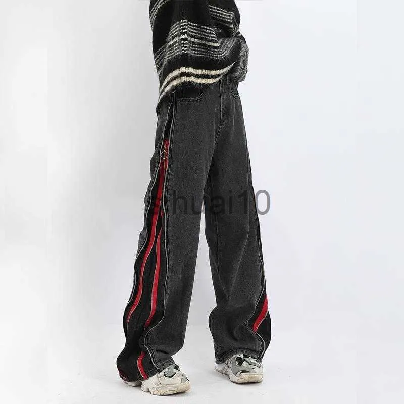 新品 正規品!!  Leg Wide Hop Hip Harajuku Jeans Fit Loose Washed, Zipper Men ネックレス・ペンダント