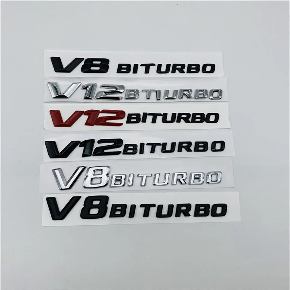 V8 V12 Biurbo Liczba liter tylna odznaka błotnika z tylnego emblematu dla Mercedes Benz C63 SL63 ML63 G63 AMG263G