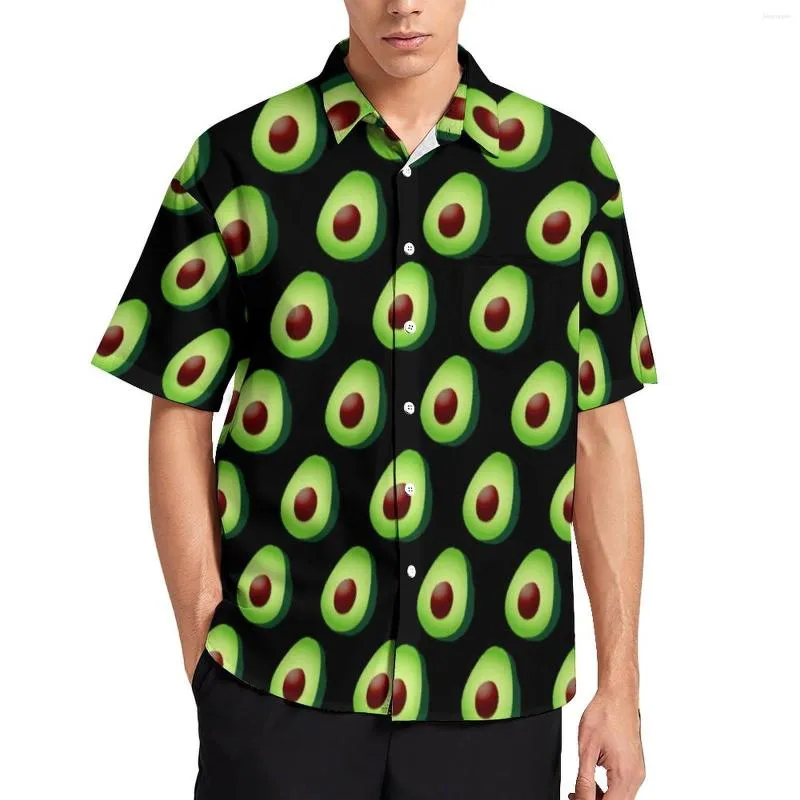 Chemises décontractées pour hommes drôle chemise de fruits mignon avocat imprimé plage ample Hawaii tendance Blouses à manches courtes motif vêtements surdimensionnés