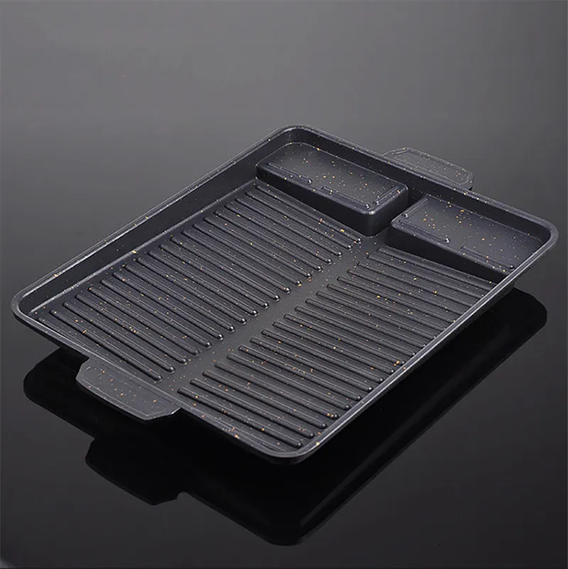 BBQ Grills Grill Pan Plate 32 x 26 cm Portable Nonstick Coating Butane Gas Spise Cooker Rectangle Korean Barbecue 230731
