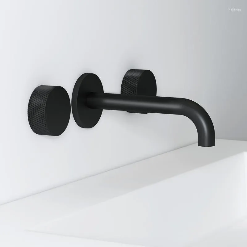 Badezimmer-Waschbeckenarmaturen, hochwertiges Modedesign, Messing-Wasserhahn, Wandmontage, Kupfer-Waschbecken-Mischbatterie, Kaltwasser, Schwarz