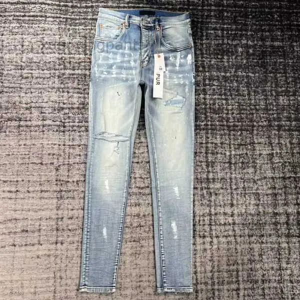 Jeans Lila Skinny Ripped Biker Slim Gerade Hose Mode Vintage L5E8