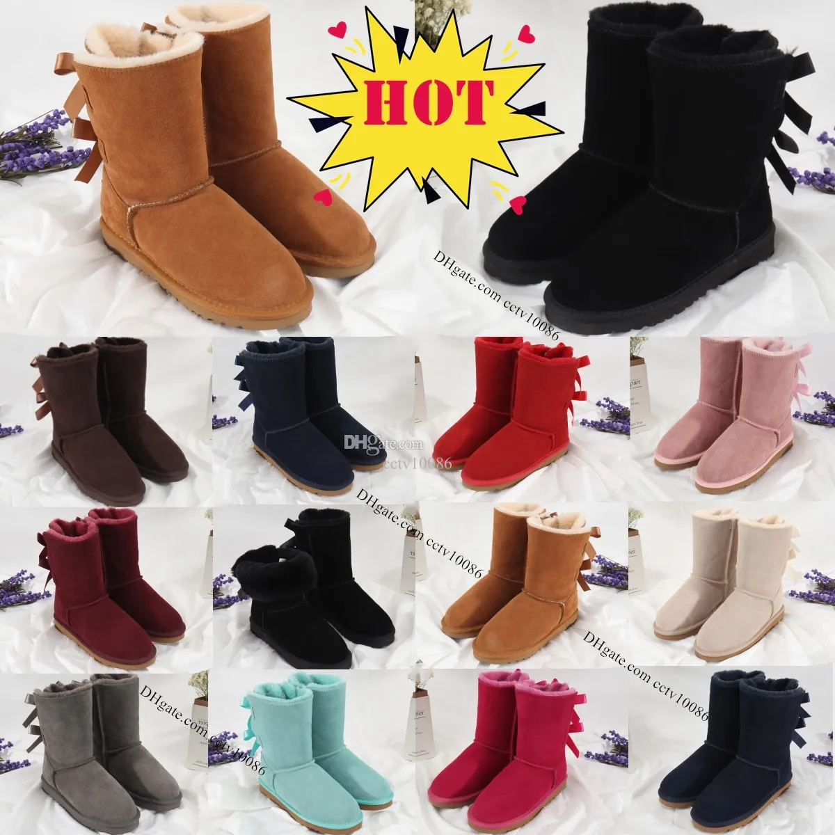 Kids Boots Mini Bow Australian Classic Girls Shoes Toddler Children Winter Snow Boot I Baby Kid Youth Chestnut Black Sneakers Furry Bailey n1Vy