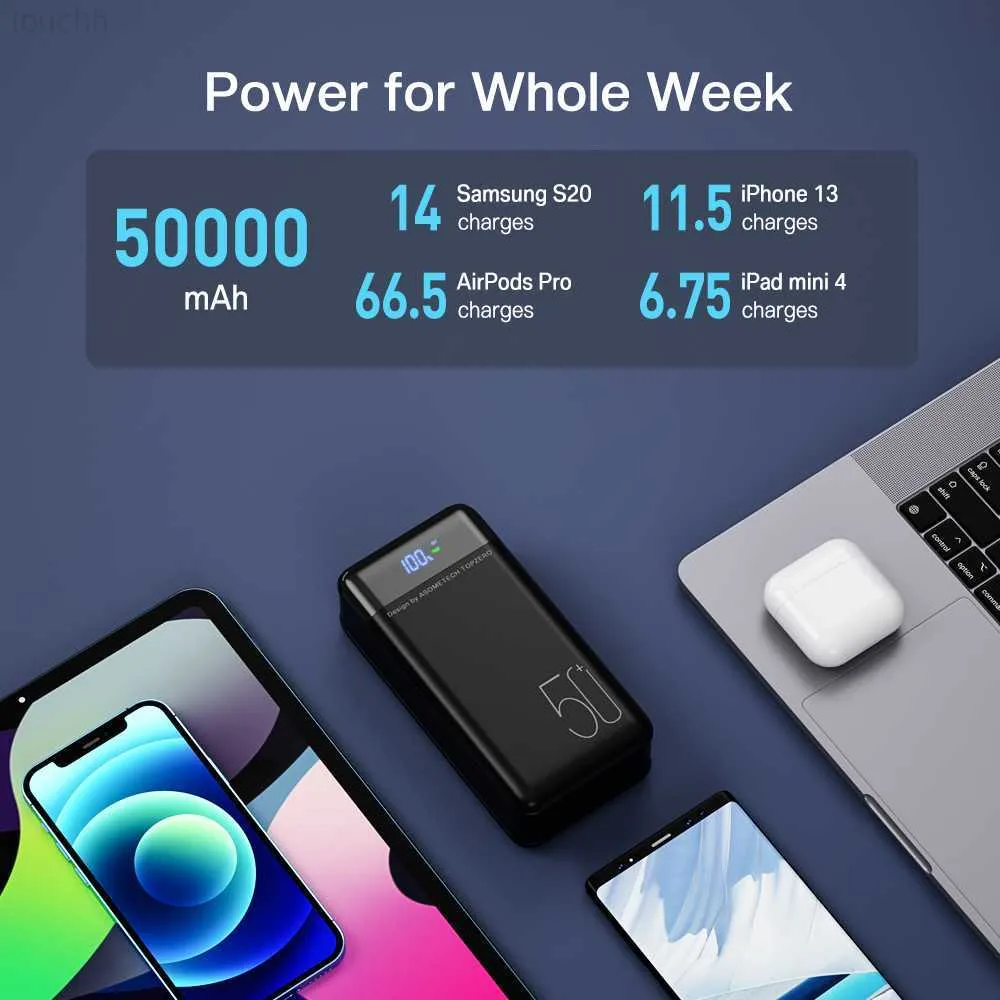 50000mAh Power Bank: 22.5W Batterie Externe à Chargement Rapide avec Grande  capacité et 5 Sorties et 3 entrées : : High-Tech