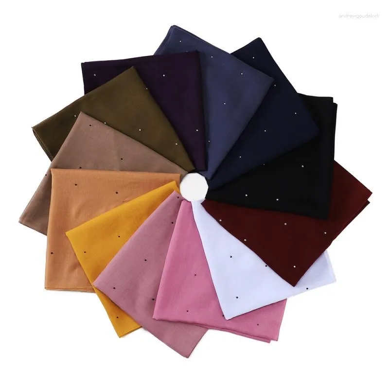 Foulards Transfrontalier Pure Color Encryption Voile Drilling Starry Square Scarf Malaysia One Piece Drop Veil Gauz